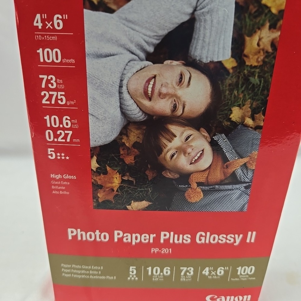 Canon PP-201 Photo Paper Plus Glossy II 4x6 inch - 100 Sheets - Brand New In Box - Picture 2 of 8